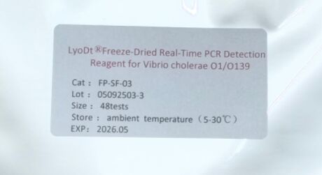 LyoDt® เครื่องปฏิกิริยาตรวจสอบ PCR ระยะเวลาจริงที่แห้งแบบเย็นสําหรับ Vibrio cholerae O1/O139 - ไม่จําเป็นต้องใช้โซ่เย็นและมีการตรวจสอบครั้งเดียวก่อน